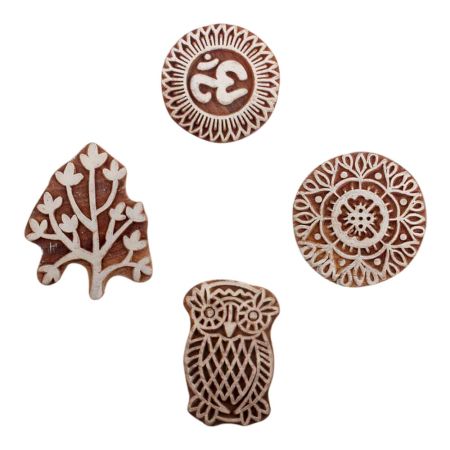 Set of 4 Piece New Mix Wooden Printing Block